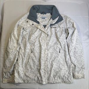 Columbia Interchange White and Dark Gray Patterned Jacket- Size Women's Med